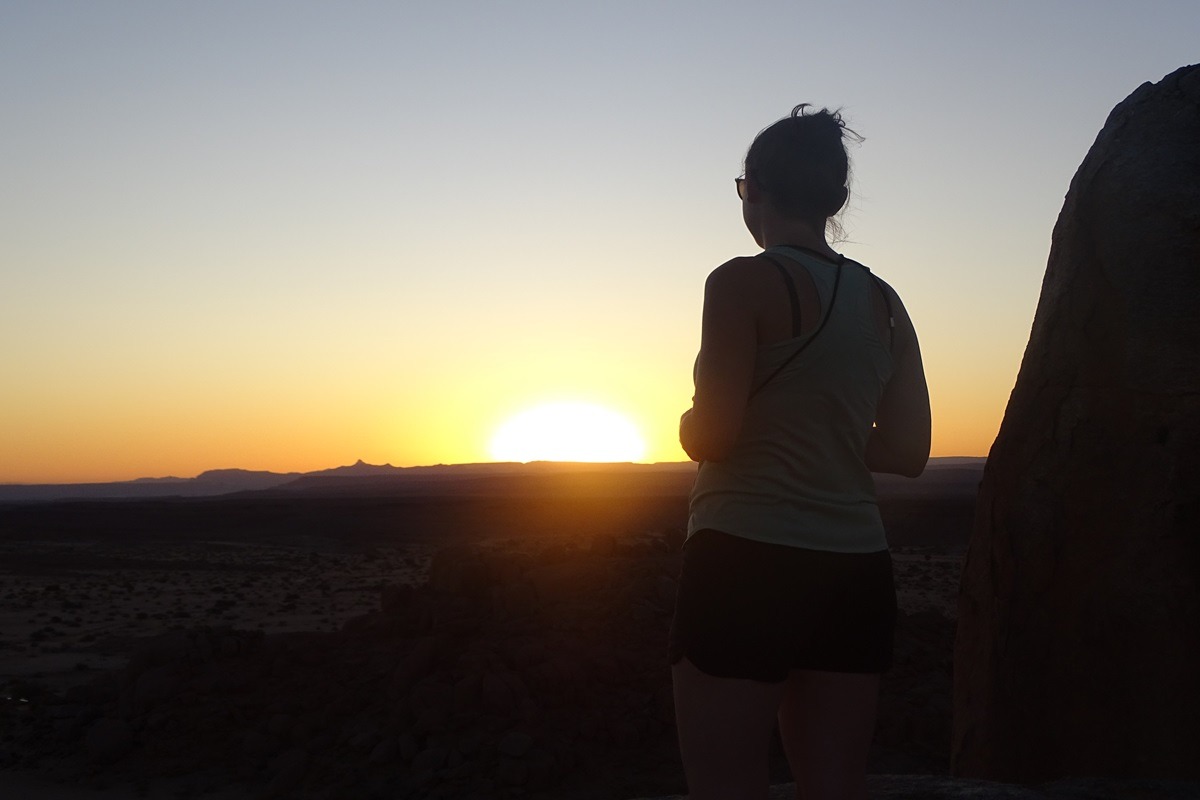 Zonsondergang in Namibië